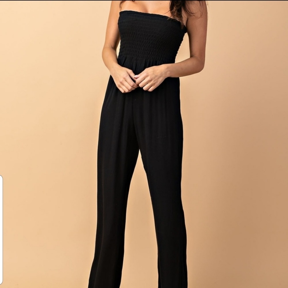 Black Smocked Jumpsuit